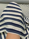 Italian Striped Seersucker-Like Cotton Suiting - Cream / Navy