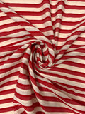 Italian Striped Seersucker-Like Cotton Suiting - Cream / Red