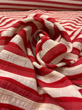 Italian Striped Seersucker-Like Cotton Suiting - Cream / Red