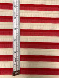 Italian Striped Seersucker-Like Cotton Suiting - Cream / Red