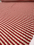 Italian Striped Seersucker-Like Cotton Suiting - Cream / Red