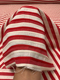 Italian Striped Seersucker-Like Cotton Suiting - Cream / Red