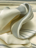 Italian Yarn-Dyed Striped Satin Faced Cotton - Cream / Grey