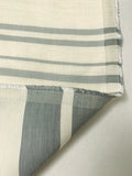Italian Yarn-Dyed Striped Satin Faced Cotton - Cream / Grey