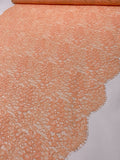 Double-Scalloped Floral Leavers Lace - Peach Orange