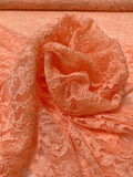 Double-Scalloped Floral Leavers Lace - Peach Orange