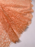 Double-Scalloped Floral Leavers Lace - Peach Orange