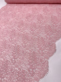 Double-Scalloped Floral Leavers Lace - Cherry Blossom Pink