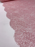 Double-Scalloped Floral Leavers Lace - Cherry Blossom Pink