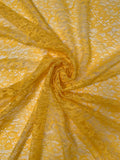 Double-Scalloped Floral Leavers Lace - Cyber Yellow