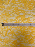 Double-Scalloped Floral Leavers Lace - Cyber Yellow