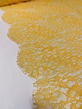 Double-Scalloped Floral Leavers Lace - Cyber Yellow