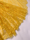 Double-Scalloped Floral Leavers Lace - Cyber Yellow