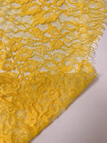 Double-Scalloped Floral Leavers Lace - Cyber Yellow
