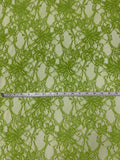 Double-Scalloped Floral Mesh Stretch Lace - Pear Green