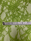 Double-Scalloped Floral Mesh Stretch Lace - Pear Green
