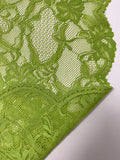 Double-Scalloped Floral Mesh Stretch Lace - Pear Green
