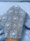 Textured Floral and Corded Stretch Lace - Carolina Blue