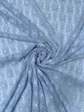 Textured Floral and Corded Stretch Lace - Carolina Blue
