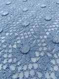 Textured Floral and Corded Stretch Lace - Carolina Blue