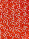Floral Mesh Stretch Lace - International Orange