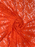 Floral Mesh Stretch Lace - International Orange