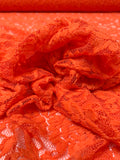 Floral Mesh Stretch Lace - International Orange