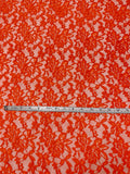 Floral Mesh Stretch Lace - International Orange