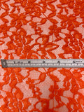 Floral Mesh Stretch Lace - International Orange