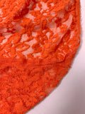 Floral Mesh Stretch Lace - International Orange