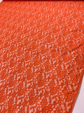 Floral Mesh Stretch Lace - International Orange
