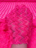 Textured 3D Chevron Lace with Vertical Stretch - Hot Pink