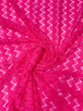 Textured 3D Chevron Lace with Vertical Stretch - Hot Pink