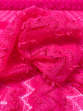 Textured 3D Chevron Lace with Vertical Stretch - Hot Pink