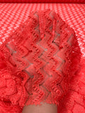 Textured 3D Chevron Lace - Dark Coral