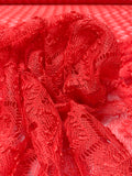Textured 3D Chevron Lace - Dark Coral