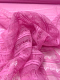 Scalloped Striped Lace - Orchid Pink