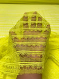 Scalloped Striped Lace - Neon Yellow