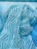Ombré Striped Stretch Lace - Aqua Blue / Celeste