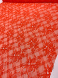 Lattice Floral Lily Lace - Red-Orange