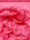 Double-Scalloped Paisley Vines Lace with Vertical Stretch - Pink