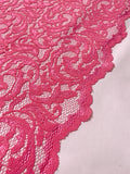 Double-Scalloped Paisley Vines Lace with Vertical Stretch - Pink