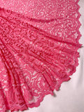 Double-Scalloped Paisley Vines Lace with Vertical Stretch - Pink