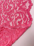 Double-Scalloped Paisley Vines Lace with Vertical Stretch - Pink