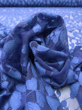 Leaf Vines Lace-Tulle - Cobalt Blue