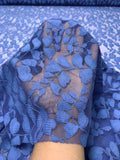 Leaf Vines Lace-Tulle - Cobalt Blue