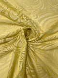Retro Swirls on Mesh Lace - Citrus Yellow