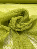 French Double-Scalloped Swiss-Dotted Fishnet Lace with Mechanical Stretch - Warm Olive