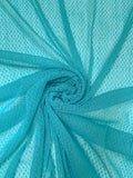 French Double-Scalloped Swiss-Dotted Fishnet Lace with Mechanical Stretch - Turquoise Blue