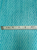 French Double-Scalloped Swiss-Dotted Fishnet Lace with Mechanical Stretch - Turquoise Blue